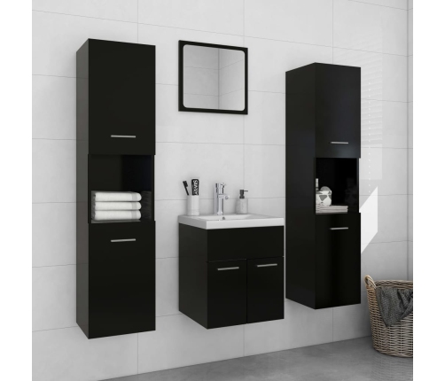 Juego de muebles de baño madera de ingeniería negro