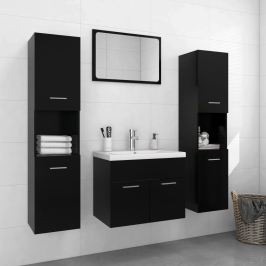 Juego de muebles de baño madera de ingeniería negro