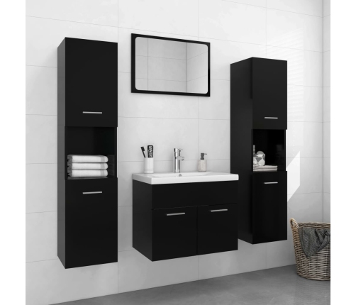 Juego de muebles de baño madera de ingeniería negro