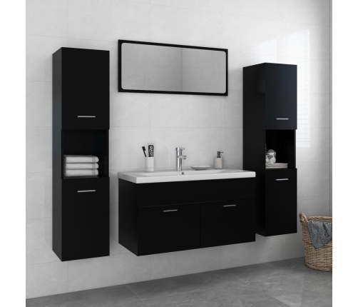 Juego de muebles de baño madera de ingeniería negro