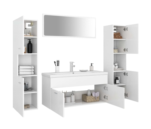 Conjunto de muebles de baño madera de ingeniería blanco