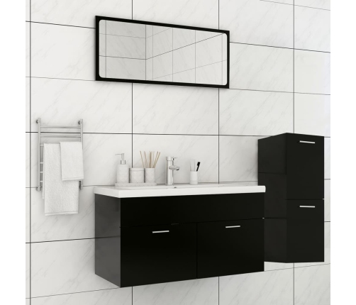 Juego de muebles de baño madera de ingeniería negro