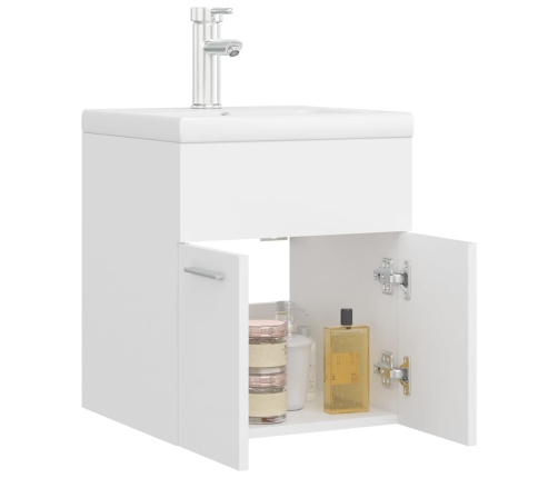 Mueble con lavabo blanco madera contrachapada