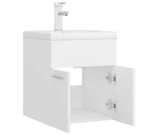 Mueble con lavabo blanco madera contrachapada