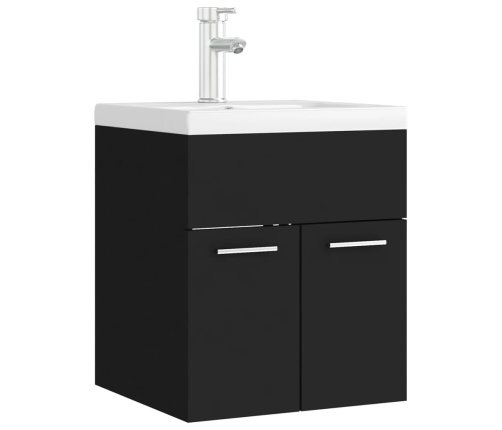 Mueble con lavabo madera de ingeniería negro