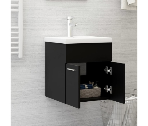 Mueble con lavabo madera de ingeniería negro