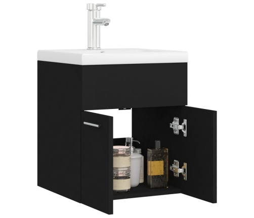 Mueble con lavabo madera de ingeniería negro