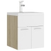 Mueble con lavabo aglomerado blanco y roble Sonoma