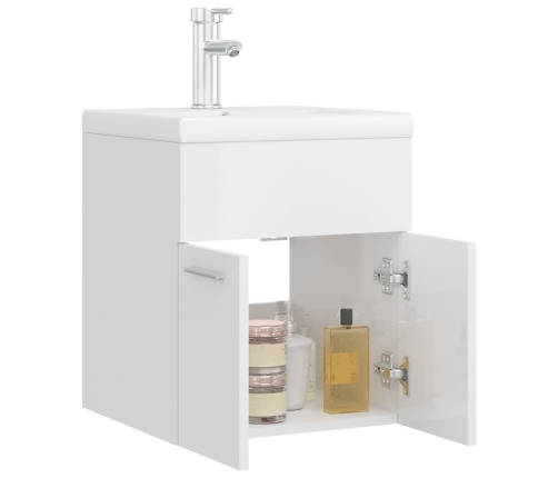 Mueble con lavabo aglomerado blanco brillante