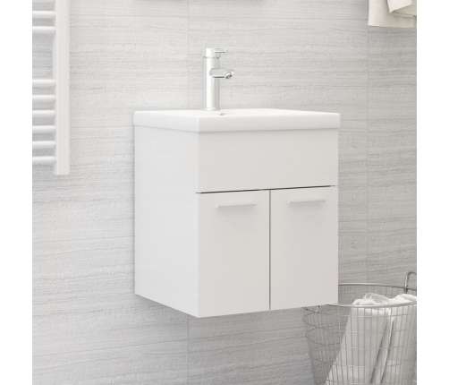 Mueble con lavabo aglomerado blanco brillante