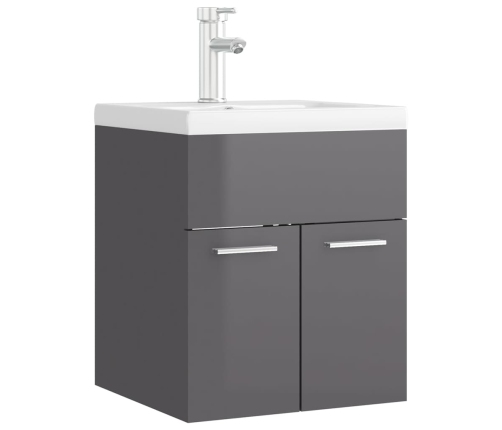 Mueble con lavabo aglomerado gris brillante