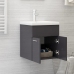 Mueble con lavabo aglomerado gris brillante