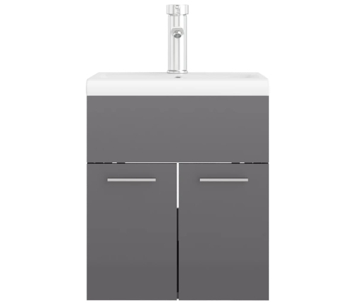 Mueble con lavabo aglomerado gris brillante