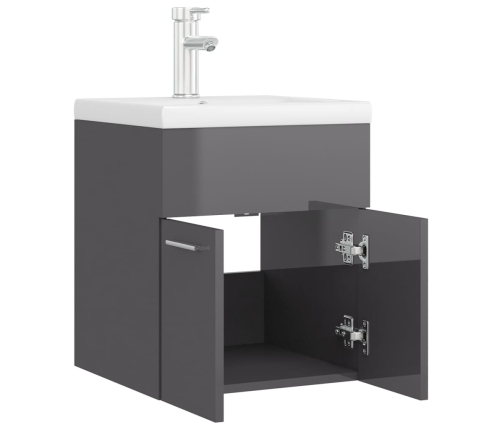 Mueble con lavabo aglomerado gris brillante