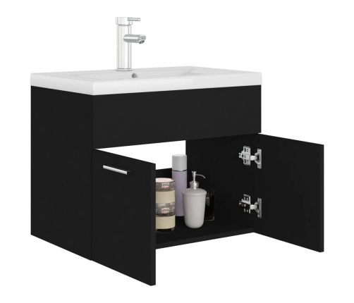 Mueble con lavabo madera de ingeniería negro