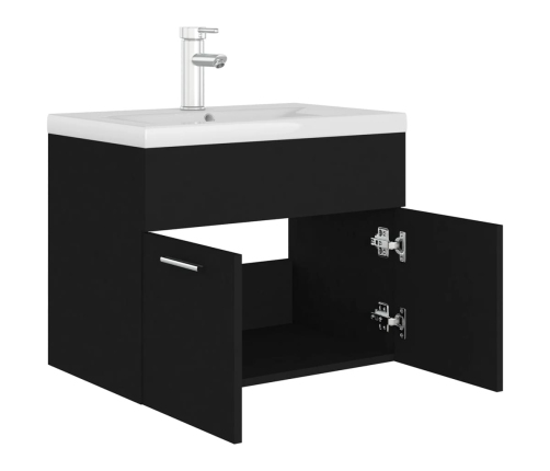 Mueble con lavabo madera de ingeniería negro