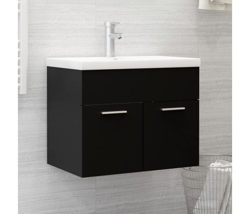 Mueble con lavabo madera de ingeniería negro