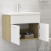 Mueble con lavabo madera de ingeniería blanco y roble Sonoma