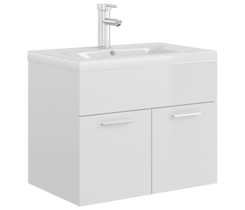 Mueble con lavabo madera de ingeniería blanco brillo