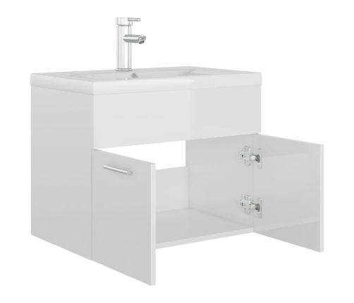 Mueble con lavabo madera de ingeniería blanco brillo