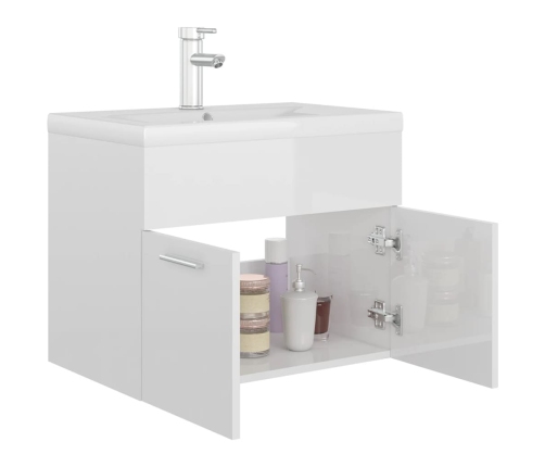 Mueble con lavabo madera de ingeniería blanco brillo