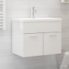 Mueble con lavabo madera de ingeniería blanco brillo