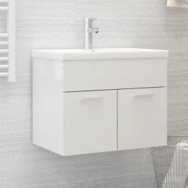 Mueble con lavabo madera de ingeniería blanco brillo