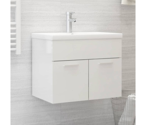 Mueble con lavabo madera de ingeniería blanco brillo