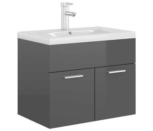 Mueble con lavabo madera de ingeniería gris brillo