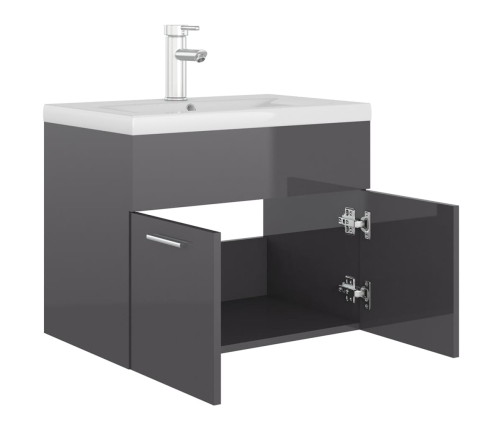 Mueble con lavabo madera de ingeniería gris brillo