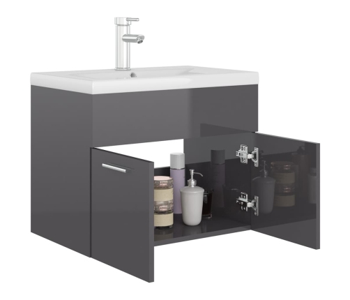 Mueble con lavabo madera de ingeniería gris brillo