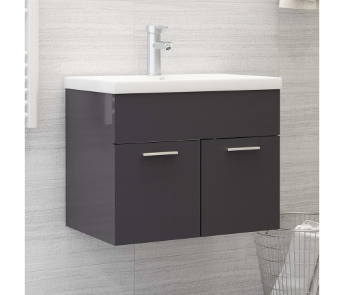 Mueble con lavabo madera de ingeniería gris brillo