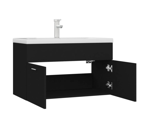 Mueble con lavabo madera de ingeniería negro