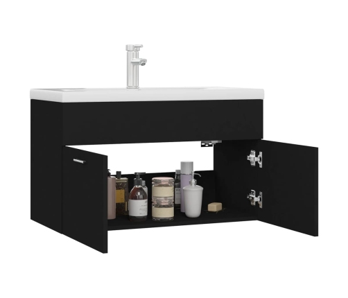 Mueble con lavabo madera de ingeniería negro