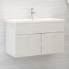 Mueble con lavabo madera de ingeniería blanco brillante