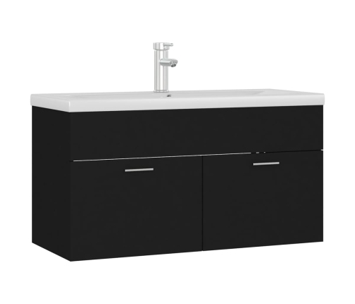 Mueble con lavabo madera de ingeniería negro