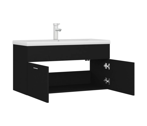 Mueble con lavabo madera de ingeniería negro