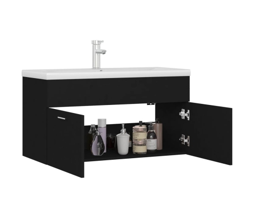 Mueble con lavabo madera de ingeniería negro