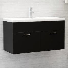 Mueble con lavabo madera de ingeniería negro