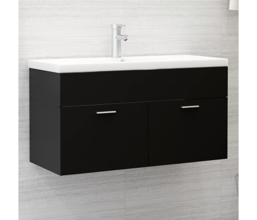 Mueble con lavabo madera de ingeniería negro