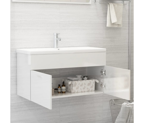 Mueble con lavabo madera de ingeniería blanco brillante