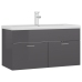 Mueble con lavabo madera de ingeniería gris brillante