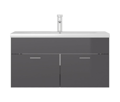 Mueble con lavabo madera de ingeniería gris brillante