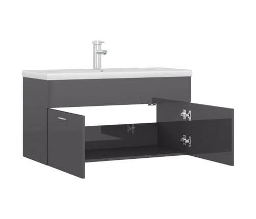 Mueble con lavabo madera de ingeniería gris brillante