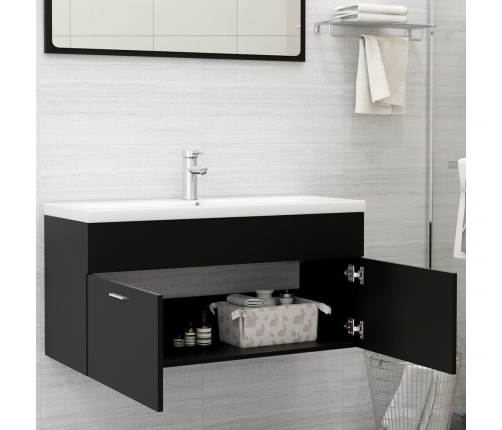 Mueble con lavabo madera de ingeniería negro