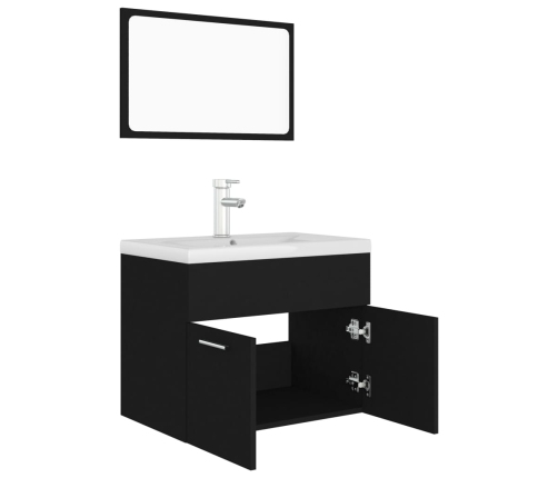 Juego de muebles de baño madera de ingeniería negro