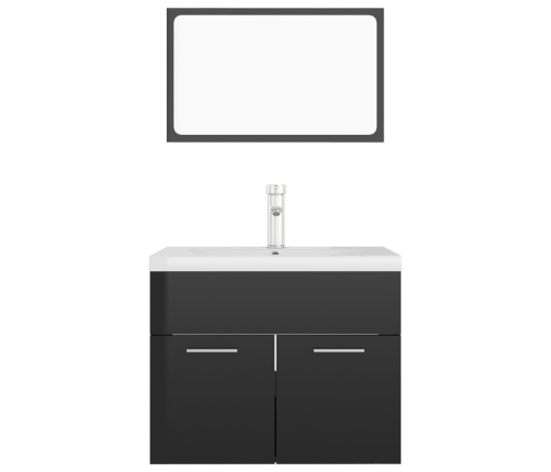 Juego de muebles de baño madera de ingeniería negro brillo