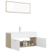 Set de muebles de baño madera ingeniería blanco y roble Sonoma