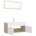 Set de muebles de baño madera ingeniería blanco y roble Sonoma