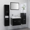 Juego de muebles de baño madera de ingeniería negro